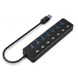 HUB USB 3.2-A cu 7 porturi USB-A + switch ON/OFF, Gembird UHB-U3P7P-01