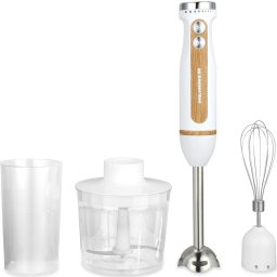 Blender de mana Heinner Bestmix HB-DC600WH, 600 w, viteza variabila+turbo, tel din inox, lame din inox, insertii crom, Alb