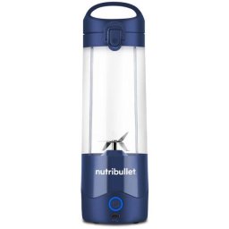Blender voiaj Nutribullet Portabil, Baza motor portabila cu lame de otel, Capac cu maner, Cana 475ml, USB-C,Albastru