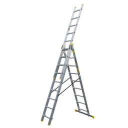 Scara aluminiu, Metalkas, 3 tronsoane, 9 trepte, max 150 kg, 2.4-5.2 m
