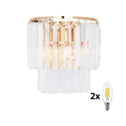 Aplică de cristal Brilagi MOZART 2xE14/40W/230V auriu