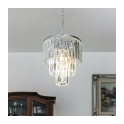 Lustră de cristal pe lanț Brilagi MOZART 4xE14/40W/230V crom lucios