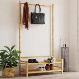 Cuier pentru haine cu rafturi, 103x40x183 cm, bambus GartenMobel Dekor