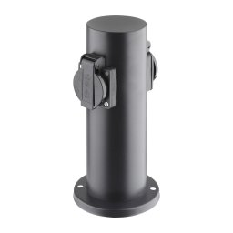 Solight PG10B - Stâlp exterior 2 prize 230V IP44 negru rotund