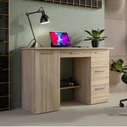 BIM510 - Birou 120 cm, masa de calculator cu 4 sertare si 1 dulap, office - Sonoma