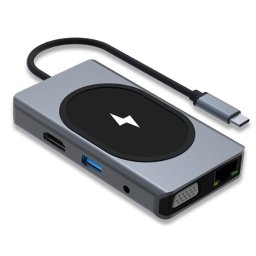 Hub cu 9 porturi diferite Q HU666 si incarcare wireless