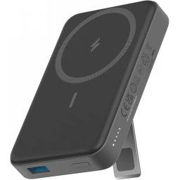 Baterie externa magnetica wireless MagGo, 10.000 mAh, 15W, USB-C, Suport Pliabil, pentru iPhone 15/14/13/12 Negru