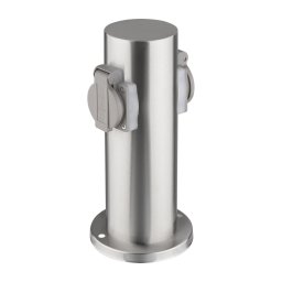 Solight PG10 - Stâlp exterior cu 2 prize 230V IP44 crom mat rotund