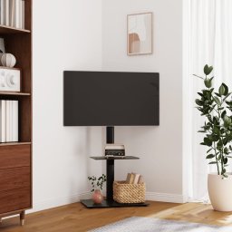 Suport TV pe colt cu 2 niveluri pentru 32-65 inch, negru GartenMobel Dekor