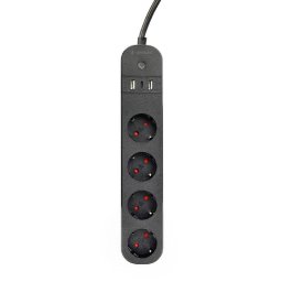 Prelungitor GEMBIRD Smart power strip with USB charger 4 sockets black