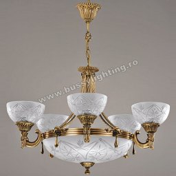 Lustra Elegante cu 5 Brate, Desing Clasic, Finisaj Bronz Antichizat - Bussy Lighting 3038-52-05
