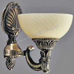 Aplica Omega cu 1 Brat, Desing Clasic, Finisaj Bronz Antic, Abajur Crem - Bussy Lighting 3035-52-19A