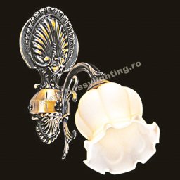 Aplica Bella cu 1 Brat, Desing Clasic, Finisaj Bronz Antic, Abajur Crem - Bussy Lighting 3026-52-19A