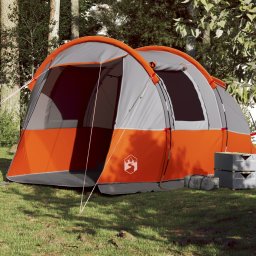 Cort de camping tunel 4 persoane, gri/portocaliu, impermeabil GartenMobel Dekor