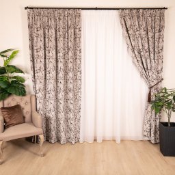 Set 2 draperii Hiko Chenille maro, cu rejansa