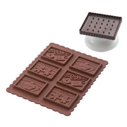 Biscuiti - Decupator Dreptunghi 4.7 x 5.7 x H 0.5 cm, Forma Silicon Gnam Gnam, 6 cavitati (CKC04)