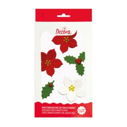 Decor Zahar - Floare de Craciun si Illex, O 3 - 4 cm, 6 buc