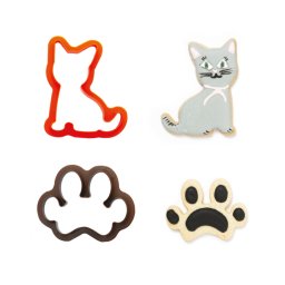 Pisica - Decupatoare Plastic O 6.5 si 8 x H 2.2 cm, Set 2 Buc