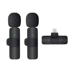 Microfon Lavaliera pentru Telefon iPhone cu Mufa Lightning (set 2) - Techsuit (LW1) - Black