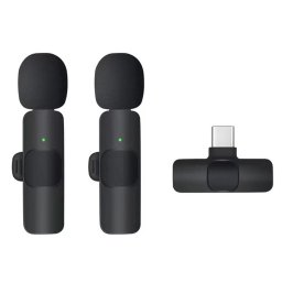 Microfon Lavaliera pentru Telefon cu Mufa Type-C (set 2) - Techsuit (LW2) - Black