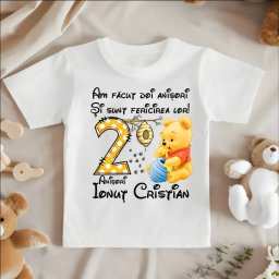 Tricou Aniversar Personalizat Copii Ursulet 2 ani