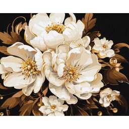 Set pictura pe numere, cu sasiu, Tandrete alba - extra culori metalizate, 40x50 cm