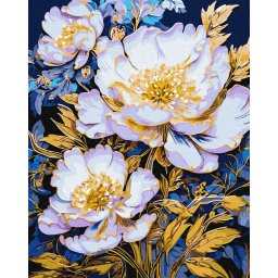 Set pictura pe numere, cu sasiu, Flori elegante - extra culori metalizate, 40x50 cm