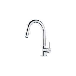 Baterie Franke Lina J Extractibil Crom 115.0693.229, Monocomanda, Capăt extractibil, Pipa inalta pivotantă la 150°, Cartus ceramic, Debit de apă: 7.5 l/min, Crom