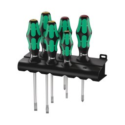 Set 6 surubelnite electrician WERA 334 335 350 cu maner Kraftform Plus si suport 05105650001