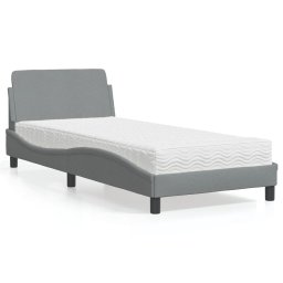 Pat cu saltea, gri deschis, 80x200 cm, textil GartenMobel Dekor