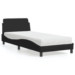 Pat cu saltea, negru, 80x200 cm, textil GartenMobel Dekor