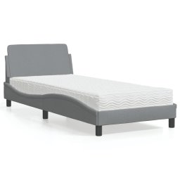Pat cu saltea, gri deschis, 90x190 cm, textil GartenMobel Dekor