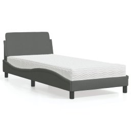 Pat cu saltea, gri închis, 90x190 cm, textil GartenMobel Dekor