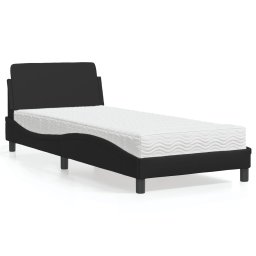 Pa cu saltea, negru, 90x190 cm, piele ecologica GartenMobel Dekor