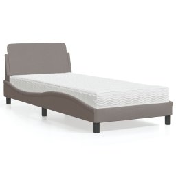 Pat cu saltea, gri taupe, 90x200 cm, textil GartenMobel Dekor