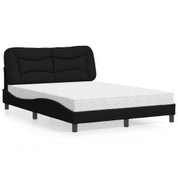 Pat cu saltea, negru, 140x190 cm, textil GartenMobel Dekor
