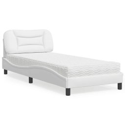 Pat cu saltea, alb, 90x190 cm, piele ecologica GartenMobel Dekor