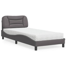 Pat cu saltea, gri, 90x190 cm, piele ecologica GartenMobel Dekor