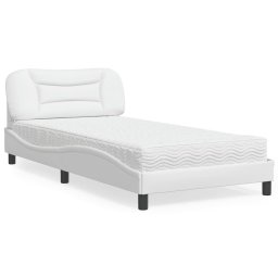 Pat cu saltea, alb, 100x200 cm, piele ecologica GartenMobel Dekor