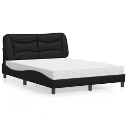 Pat cu saltea, negru, 140x190 cm, piele ecologica GartenMobel Dekor