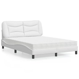Pat cu saltea, alb, 140x190 cm, piele ecologica GartenMobel Dekor