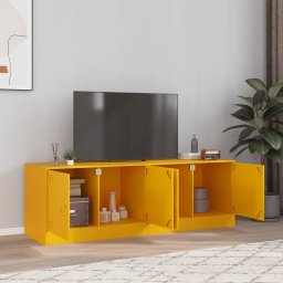 Comoda TV, 2 buc., galben mustar, 67x39x44 cm, otel GartenMobel Dekor