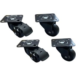 Set de patru roti pentru cabinete metalice rack, Xcab, Negru