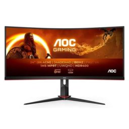 Monitor Gaming VA LED AOC 34" CU34G2XP/BK, UWQHD (3440x1440), HDMI, DisplayPort, Ecran curbat, 180 Hz, 1 ms, Negru
