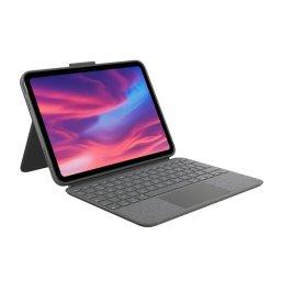 Husa Logitech Combo Touch cu Smart Connector, tastatura iluminata si trakpad detasabile pentru iPad gen 10, UK, Gri