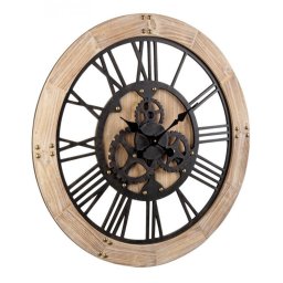 Ceas perete lemn metal otel maro Ticking Ø80x5h