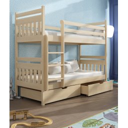 Pat cu etaj pentru copii, adas premium, 180x80 cm, natur