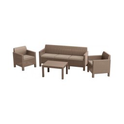 Set mobilier de gradina orlando, masa, 2 fotolii si canapea cu 3 locuri, cappuccino