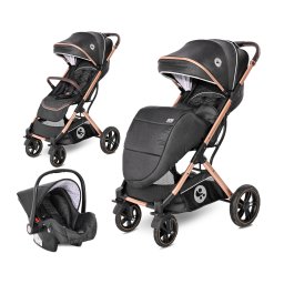 Carucior set, storm, pana la 22 kg, cos auto inclus, cadru aluminiu, luxe black