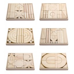 Set 6 modele blocuri arhitecturale de construit, natur, 158 buc, viga